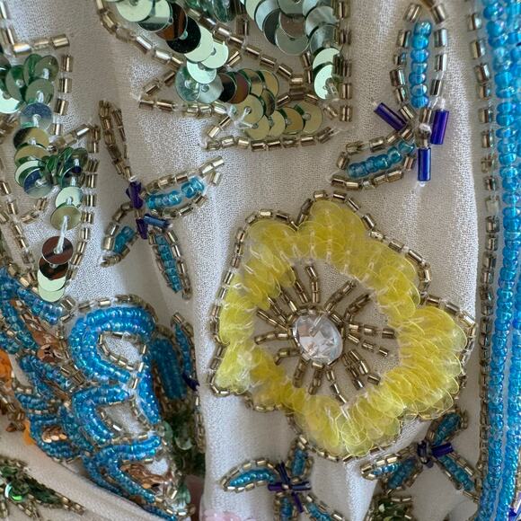 ASOS Fully Beaded Floral Wrap Belted Mini Dress NWT Size 8 - Picture 6 of 12